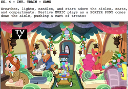 Size: 1023x716 | Tagged: safe, applejack, big macintosh, cathy o'marea, granny smith, lemon hearts, pinkie pie, real article, earth pony, pony, g4, hearthbreakers, season 5, behind the scenes, john candy, male, neighl page, planes trains and automobiles, script, stallion, steve martin