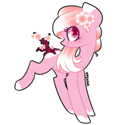Size: 2000x2000 | Tagged: safe, artist:vpshka, oc, oc only, augmented tail, flower, flower in hair, high res, looking at you, signature, simple background, solo, transparent background