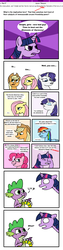 Size: 700x2780 | Tagged: safe, artist:bloopworld, applejack, fluttershy, pinkie pie, rainbow dash, rarity, spike, twilight sparkle, g4, the return of harmony, comic, elements of harmony, mane seven, mane six, slowpoke