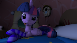 Size: 3840x2160 | Tagged: safe, artist:marcsello, twilight sparkle, alicorn, pony, g4, 3d, clothes, female, high res, mare, socks, solo, source filmmaker, striped socks, twilight sparkle (alicorn)