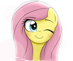 Size: 900x750 | Tagged: safe, artist:shan3ng, fluttershy, g4, female, solo, wink