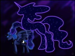 Size: 3700x2782 | Tagged: safe, artist:stormblaze-pegasus, princess luna, tantabus, g4, eyes closed, female, high res, solo, spread wings