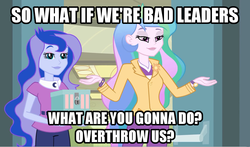 Size: 1215x714 | Tagged: safe, screencap, princess celestia, princess luna, principal celestia, vice principal luna, equestria girls, g4, image macro, meme