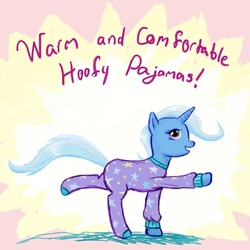 Size: 716x716 | Tagged: safe, artist:caitmoffitt, trixie, pony, unicorn, g4, clothes, female, footed sleeper, mare, pajamas, solo, trixie-tales