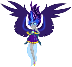 Size: 8500x7808 | Tagged: safe, artist:mixiepie, rarity, equestria girls, g4, my little pony equestria girls: friendship games, absurd resolution, alternate hairstyle, alternate universe, clothes, dress, female, gloves, glowing eyes, horn, midnight sparkle, midnight-ified, necklace, pendant, simple background, solo, transparent background, vector, wings