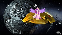 Size: 898x507 | Tagged: safe, princess cadance, g4, cybertron, pony & spaceship, the ark, transformers