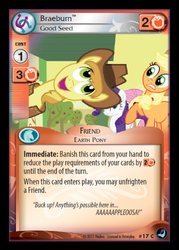 Size: 358x500 | Tagged: safe, enterplay, applejack, braeburn, fluttershy, rarity, g4, high magic, my little pony collectible card game, ccg