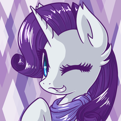 Size: 660x660 | Tagged: safe, artist:sapphfyr, rarity, g4, clothes, female, scarf, solo, wink