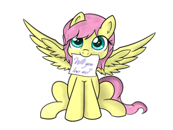 Size: 1600x1200 | Tagged: safe, artist:fluttershy-wins, fluttershy, g4, alternate hairstyle, cute, female, heart, love me, mouth hold, short hair, short mane, shyabetes, sitting, solo