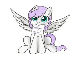 Size: 960x720 | Tagged: safe, artist:fluttershy-wins, edit, oc, oc only, pegasus, pony, cute, heart, love me, mouth hold, short hair, sitting, solo