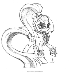 Size: 1992x2106 | Tagged: safe, artist:lookmaidrew, coloratura, g4, the mane attraction, countess coloratura, female, monochrome, sketch, solo, that was fast