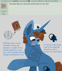 Size: 2543x2921 | Tagged: safe, artist:ask-ponybilldip, pony, unicorn, ask, bill cipher, cutie mark, deviantart, dipper pines, earring, gravity falls, hat, high res, journal, journal #3, male, older, piercing, ponified, tattoo, tumblr, wheel of intrigue