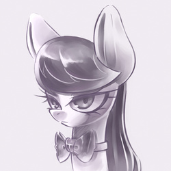 Size: 1500x1500 | Tagged: safe, artist:kaikoinu, octavia melody, earth pony, pony, g4, bow, female, mare, monochrome, simple background, solo