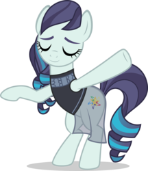 Size: 4000x4619 | Tagged: safe, artist:xebck, coloratura, earth pony, pony, g4, the mane attraction, absurd resolution, bipedal, clothes, dress, eyes closed, female, rara, rearing, simple background, solo, the magic inside, transparent background, vector