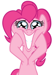 Size: 1800x2500 | Tagged: safe, artist:cheezedoodle96, derpibooru exclusive, pinkie pie, earth pony, pony, g4, the mane attraction, .svg available, bipedal, excited, eye shimmer, faic, female, hooves on face, mare, simple background, smiling, solo, svg, transparent background, vector, wide eyes