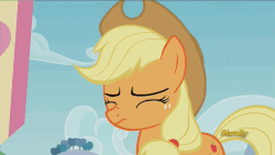 Size: 1920x1080 | Tagged: safe, screencap, applejack, g4, the mane attraction, animated, discovery family logo, female, head shake, loop, nose wrinkle
