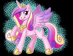 Size: 800x618 | Tagged: safe, artist:sciggles, princess cadance, g4, female, raised hoof, solo, spread wings, watermark