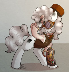 Size: 1233x1280 | Tagged: safe, artist:sugaryviolet, oc, oc only, oc:colorblind, clothes, costume, dirty, goggles, steampunk