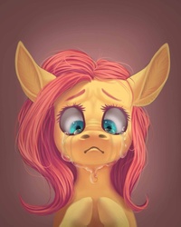 Size: 1024x1280 | Tagged: safe, artist:pessadie, fluttershy, g4, bust, crying, female, hooves together, looking down, messy mane, portrait, solo