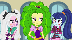 Size: 1005x565 | Tagged: safe, edit, edited screencap, screencap, adagio dazzle, aria blaze, sonata dusk, equestria girls, g4, my little pony equestria girls: rainbow rocks, jem and the holograms, pizzazz, recolor, roxy (jem and the holograms), stormer, the dazzlings, the misfits