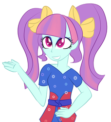 Size: 895x980 | Tagged: safe, artist:berrypunchrules, sunny flare, equestria girls, g4, my little pony equestria girls: friendship games, adoraflare, alternate clothes, alternate hairstyle, cute, female, solo