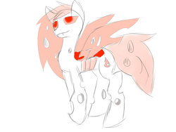 Size: 1024x768 | Tagged: safe, artist:rednorth, oc, oc only, oc:red-north, changeling, changelingified, female, red changeling, solo, species swap