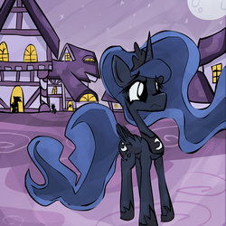 Size: 2000x2000 | Tagged: safe, artist:hackd, princess luna, g4, alone, high res, nightmare night, worried