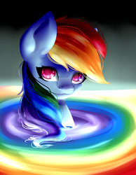 Size: 1024x1321 | Tagged: safe, artist:bl00dyroses, rainbow dash, g4, female, rainbow pool, solo, watermark, wet mane