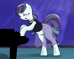 Size: 1000x796 | Tagged: safe, artist:seidouryu, coloratura, earth pony, pony, g4, the mane attraction, bipedal, clothes, female, musical instrument, piano, rara, solo