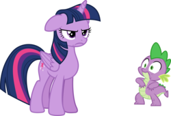 Size: 8813x6000 | Tagged: safe, artist:gamemasterluna, spike, twilight sparkle, alicorn, dragon, pony, g4, what about discord?, .svg available, absurd resolution, duo, female, inkscape, male, mare, simple background, transparent background, twilight sparkle (alicorn), unamused, vector