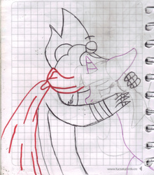 Size: 1383x1573 | Tagged: safe, artist:kaiamurosesei, twilight sparkle, alicorn, pony, g4, crossover, crossover shipping, female, graph paper, male, mare, mordecai, mordetwi, regular show, shipping, straight, traditional art, twilight sparkle (alicorn)