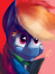 Size: 2247x3001 | Tagged: safe, artist:copymirror, edit, rainbow dash, g4, collar, female, high res, painting, solo