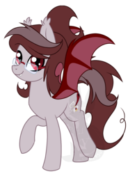 Size: 839x1065 | Tagged: safe, artist:koitsune, oc, oc only, oc:scarlet quill, bat pony, pony, fangs, glasses, hair bun, reading glasses, slit pupils, solo