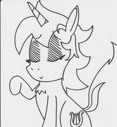 Size: 2318x2516 | Tagged: safe, artist:dragonpone, derpibooru exclusive, lyra heartstrings, eyes closed, female, high res, monochrome, solo, traditional art