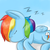 Size: 900x900 | Tagged: safe, artist:chanceyb, rainbow dash, pegasus, pony, g4, backwards cutie mark, female, filly, filly rainbow dash, sleeping, solo, zzz