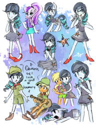 Size: 1000x1300 | Tagged: safe, artist:tamoqu, applejack, coloratura, human, g4, the mane attraction, boots, clothes, countess coloratura, cute, hat, high heel boots, high heels, humanized, pony coloring, ponytail, rara, shoes, skirt