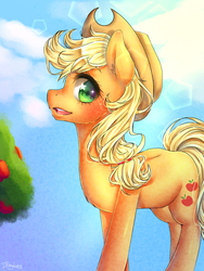 Size: 768x1024 | Tagged: safe, artist:iponylover, applejack, earth pony, pony, g4, female, mare, solo