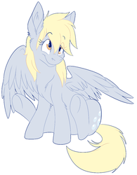 Size: 773x992 | Tagged: safe, artist:fizzy-dog, derpy hooves, pegasus, pony, g4, female, mare, simple background, sitting, smiling, solo