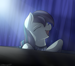 Size: 1400x1233 | Tagged: dead source, safe, artist:mercurycraft7, coloratura, earth pony, pony, g4, the mane attraction, bust, eyes closed, female, i am just a pony, mare, musical instrument, open mouth, piano, rara, scene interpretation, singing, solo, the magic inside