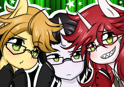 Size: 2700x1900 | Tagged: safe, artist:littlecloudie, black butler, grell sutcliff, kuroshitsuji, ponified, ronald knox, william t spears