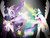 Size: 811x624 | Tagged: safe, artist:nevera573, idw, princess celestia, g4, reflections, spoiler:comic, dark mirror universe, duality, evil celestia, evil counterpart, female, magic, mirror universe, solo