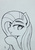 Size: 1132x1608 | Tagged: safe, artist:marmorexx, fluttershy, g4, female, monochrome, portrait, solo