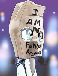 Size: 1600x2071 | Tagged: safe, artist:aaronmk, coloratura, g4, the mane attraction, bag on head, female, paper bag, rara, shia labeouf, solo