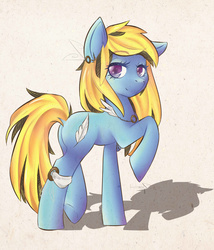 Size: 1800x2100 | Tagged: safe, artist:crystalfilth, oc, oc only, oc:soft style, earth pony, pony, feather, female, mare, solo