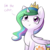 Size: 750x750 | Tagged: dead source, safe, artist:cosmalumi, princess celestia, pony, g4, :>, cute, cutelestia, dialogue, female, jewelry, looking at you, mare, regalia, simple background, sitting, smiling, solo, text, transparent background, truth