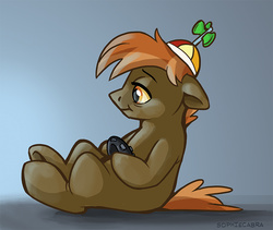 Size: 860x725 | Tagged: safe, artist:spainfischer, button mash, earth pony, pony, g4, colt, commission, controller, male, solo, that pony sure does love computer games, video game