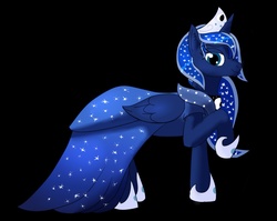 Size: 1280x1021 | Tagged: safe, artist:nevikr1, princess luna, alicorn, pony, g4, black background, female, mare, raised hoof, simple background, solo