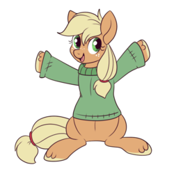 Size: 550x550 | Tagged: safe, artist:lulubell, applejack, g4, clothes, female, simple background, solo, sweater, transparent background