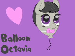 Size: 500x375 | Tagged: safe, artist:askkensake, octavia melody, balloon pony, ask balloon octavia, g4, cute, heart, inanimate tf, purple background, simple background, smiling, solo, tavibetes, transformation, wat