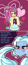 Size: 760x1733 | Tagged: dead source, safe, artist:pandanx12, sour sweet, sugarcoat, ask the shadowbolts, equestria girls, g4, my little pony equestria girls: friendship games, crystal prep shadowbolts, cute, dialogue, heart, looking at you, sourbetes, sugarcoat being sugarcoat, wink